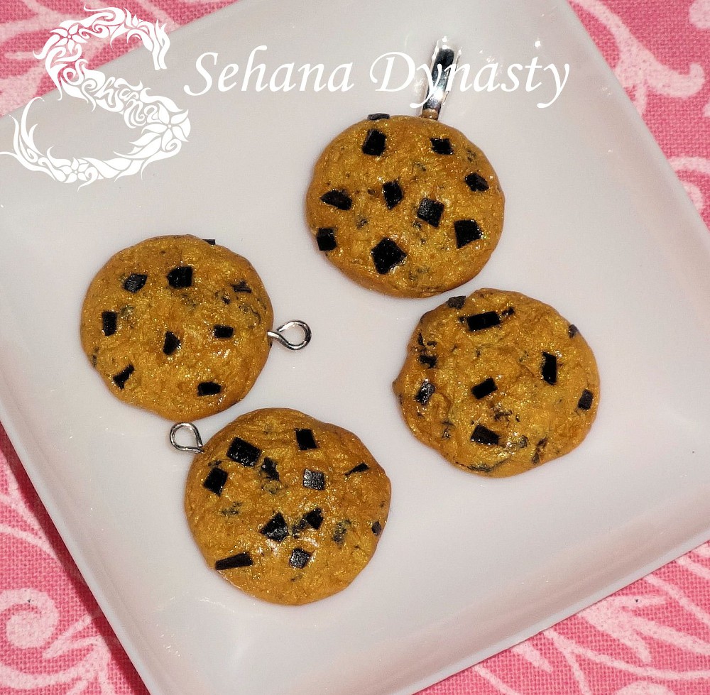 polymer clay chocolate chip cookies